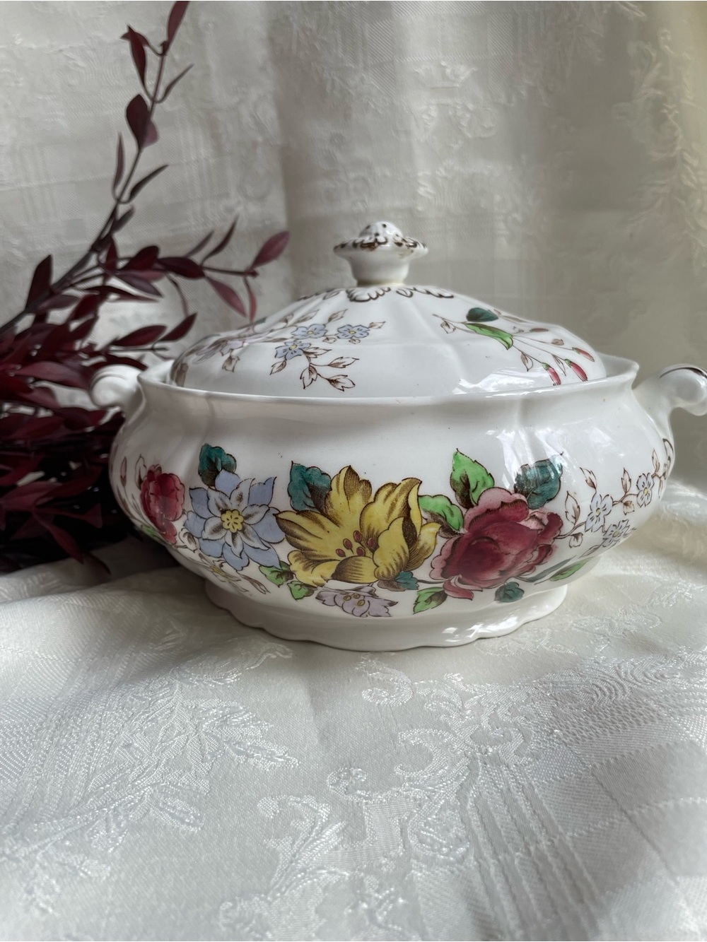 Antique Booths Flowerpiece Lidded Tureen